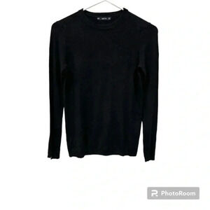 Zara black basic crewneck sweater Small